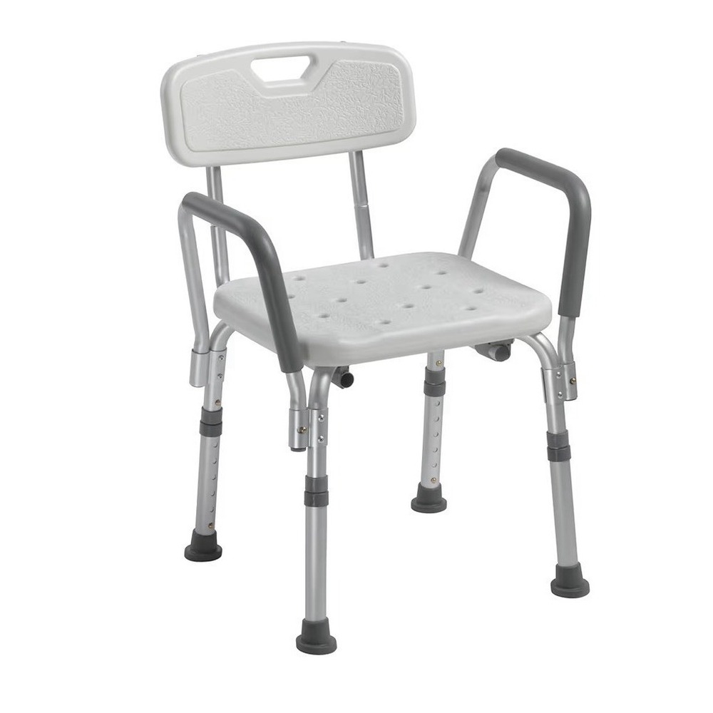 Drive Medical 12445KD-1 Shower Chair with Back and Padded Arms For Elderly